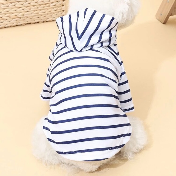 New Stripe Nautical Dog Pet Hoodie Size Medium - Picture 2 of 6